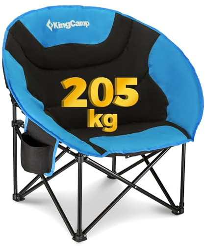KingCamp Moonchair Camping Chair Foldable Up to 150 kg with Cup Holder, Extra Large, Foldable, Round, Adult, Extra Large, Sports, Festival, Lawn, Balcony