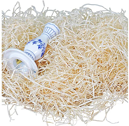 6kg Bio Holzwolle natur | Fichte PEFC-zertifiziert | Füllmaterial/Dekowolle für Präsentkorb o. Geschenkverpackung | Polsterwolle für sensible Produkte | alternativ Gartenholzwolle/Erdbeerwolle