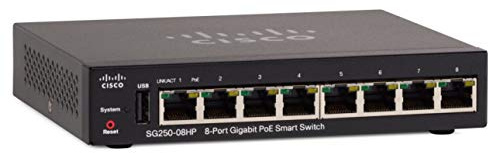 Smart Switch Cisco SG250-08HP con 8 porte Gigabit Ethernet (GbE) più PoE di 45 W, protezione limitata a vita (SG250-08HP-K9-EU)