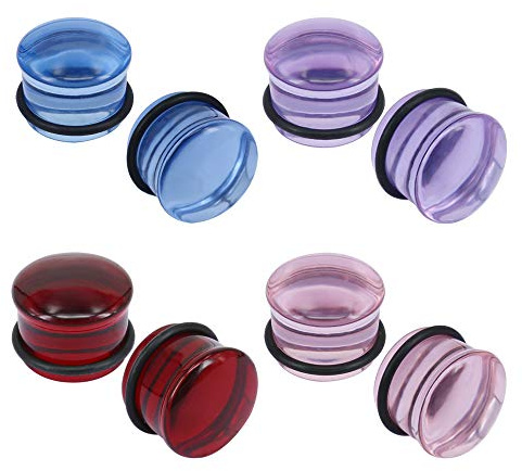 ZeSen Jewelry 4 Pairs 4g 1.5cm Glass Ear Stretcher Expander, Glass