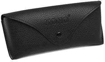 KONO Brillenetui Case Klassische Schutzhülle für Sonnenbrillen PU Leder Unisex (Schwarz)