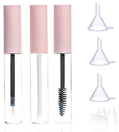 ICEYLI Tubo de máscara vacío de 10 ml con varita, tubo delineador de ojos y tubos de brillo labial | Incluye inserciones de goma y embudos para aceite de ricino, kit ideal para cosméticos de bricolaje