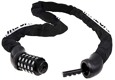 Lucchetto Bici Catena Bicicletta Antifurto, Serratura a catena con combinazione a 5 cifre, Alto Livello di Sicurezza per Bicicletta, Moto, Scooter, Bici elettriche, Porta, cancello, Recinzione