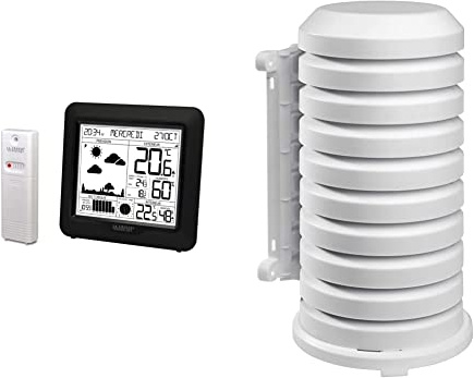 La Crosse Technology - WS6823 Station Météo avec Prévisions et signal DCF & TFA Dostmann Housse de Protection pour émetteur extérieur, 98.1114.02, Facile à Monter, Blanc 10,2 x 9,5 x 17,5 cm