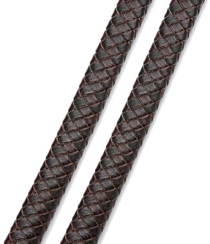 FUNZE 0,5/1 Meter Vintage schwarz braun echte geflochtene Lederbänder 8 mm 10 mm 12 mm Flachlederband für Armband Schmuckherstellung