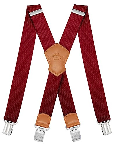 Dresime Hosenträger für Herren mit 4 starken Clips 4cm breit, X Form elastisch einstellbar Länge für Männer und Damen Overalls Jeans, Arbeitshosen, Jumpsuits, Motorradhosen, etc.