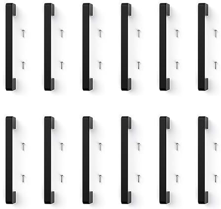 Tapsin 12 Stück Möbelgriffe Schwarz 128mm lochabstand Küchengriffe Edelstahl Schubladengriffe Verbesserter Abgerundeter Quadratischer Anti-Schlag Griffe für Küchenschränke Kleiderschrank