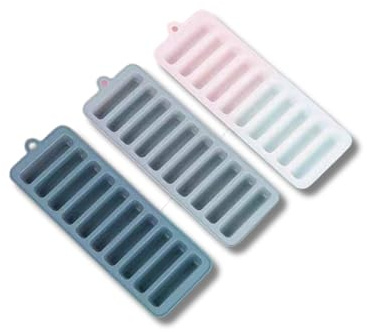 Moldes de Silicona para hacer hielo para botellas de plastico, termoresistentes y para mojitos o copas. Capacidad para hacer 10 tubos de hielo por unidad. (Azul)