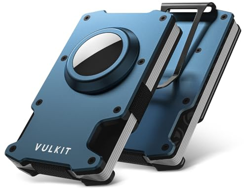 VULKIT Kreditkortshållare med pengarklämma Smal metallplånbok i aluminium med Airtag-hållare RFID-spärrande korthållarplånbok för män