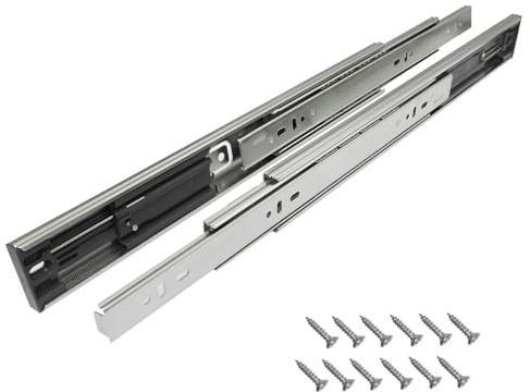 2 Paar Vollauszug Schubladen mit Selbsteinzug & Dämpfung (Softclose) Teleskopschiene Schubladenauszug Kugelauszug Schubladenführungen belastbar bis 45 kg, 500mm