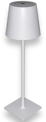 Lampe de table led rechargeable sans fil pour intérieur design original à utiliser sur table de chevet salon ou bureau Touch Sensitive 3 Températures de lumière LED avec batterie et câble USB (Blanc)