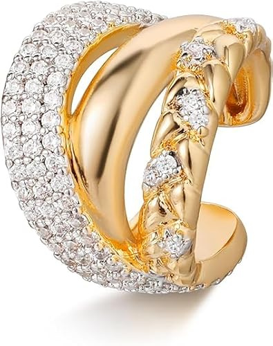 Jenosy 14K Ear Cuff Gold Damen Nicht Piercing Öffnen Wrap Ohrringe Vergoldet Filled Cubic Zirconia Ohrmanschette Gold Handmake Hypoallergene Schmuck Geschenk für Frauen