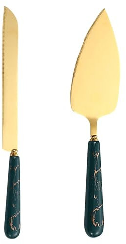 Set taglia-torta e paletta, taglia-torta e spatola per torta - Set di coltelli per torta per hostess,Tagliapizza per pasticceria con manico in ceramica, design elegante per pasticceria, pizza, dessert