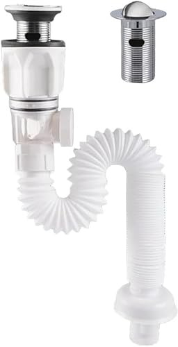 YUETTYY Tubo de drenaje desodorante para lavabo, juego de tubos de drenaje, fregadero de lavabo, fila horizontal, tubo de alcantarillado horizontal, manguera de drenaje flexible de pared recta