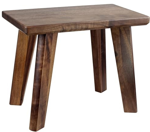 GLIBBUL Wooden Step Stool Walnut Wood Portable Small Foot Stool Assembled Ready to Use in Kitchen Garden Living Room Bathroom Classroom Easy Use