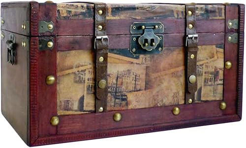 Vintage Style Wooden Storage Trunk Chest, Dimensions approx 42x25x23 cm