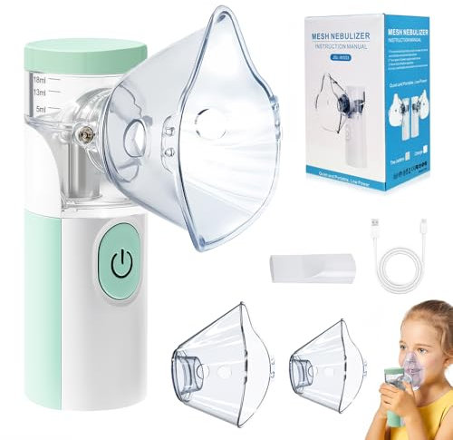 Nebulisateur Inhalateur Pour Enfants, Nebulisateur Portable Rechargeable pour Adultes et Enfants, Inhalateur Silencieux pour Enfants avec 2 Masques et Embout Buccal, pour Usage Domestique et en Voyage