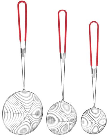 Bafnsiji B, Juego de 3 cucharas coladoras de araña de Acero Inoxidable, colador de araña de Acero Inoxidable, Cuchara de Espumadera de araña coladora para Cocina, colador de Olla Caliente de Metal