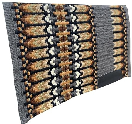 Western Show Schabracke/Decke für Pferde – handgefertigte Woll-Satteldecke mit neuseeländischem Design, normale Größe 86,4 cm L x 91,4 cm B x 2,5 cm dick, langlebig und bequem für Reiten A106