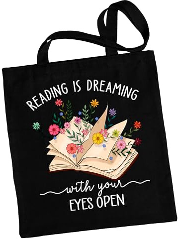 True Statements Baumwolltasche mit Buch-Design - Stofftasche, Stoffbeutel, Einkaufstasche - Geschenk für Buchliebhaber & Leseratten - Schwarz, 38x42 cm, 100% Baumwolle, mit langem/kurzem Henkel