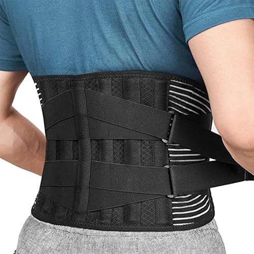 SJTJSPX Unisexe Ceinture Lombaire avec Supports Coussin,Ceinture Soutien Lombaire Protection Taille, Maintenir Lombaires Dos 6 Ressorts et Sangle Réglable,Ceintures Dorsale Soulage Les Douleurs