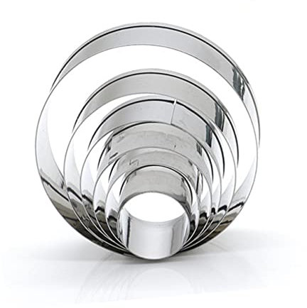 FUNOMOCYA 6 Piezas Molde de mousse de acero inoxidable anillo de mousse circular círculo largo tarteras para tartas cortadores de galletas utensilios para hornear molde metalico Silver