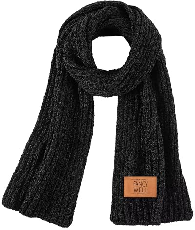 FANCY WELL Scarf for Women Winter - Chunky Scarf Oversized Chenille,Soft Long Scarves for Cold Weather,Gifts for Women,Black