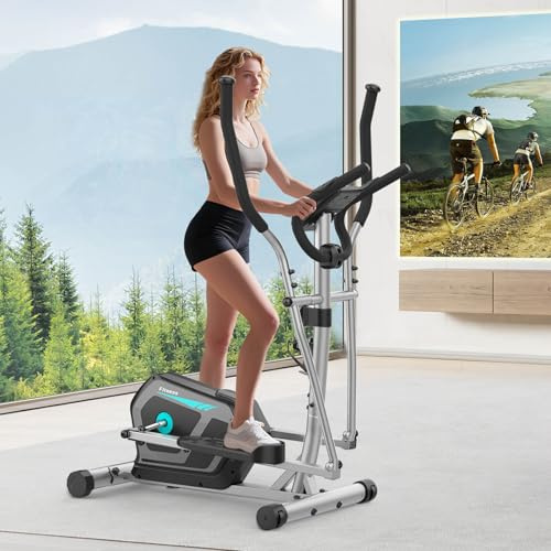 Crosstrainer für Zuhause,Ellipsentrainer mit 16 Widerstandsstufen,Bluetooth App,Flaschenhalter,Ultraleiser Magnetischer Crosstrainer mit Rutschfestem Pedal,Transporträder bis 132KG