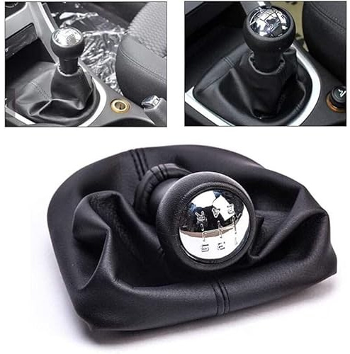 ZISONIX Pommeau de levier de vitesse avec soufflet noir (5 vitesses + arrière) compatible avec Peugeot 207 307 308 406 407 607 807