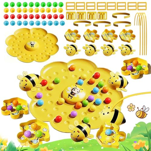 Fleißiges Bienenspiel, Schnelles Perlensammeln, Magn-etisches Bienen-Bohnenpflücken & Tischangelspiel, Magn-etischer Haarreifenfänger, Lustige Familienseil-Herausforderung, für Familie und Gruppen