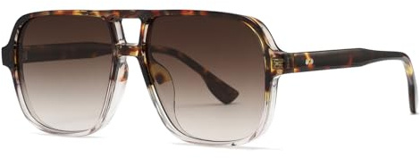 WDZAYXC Vintage Oversize Sonnenbrille für Herren Damen – Retro Quadratisches Design Brille mit UV400 Schutz (Tortoise/Braun)