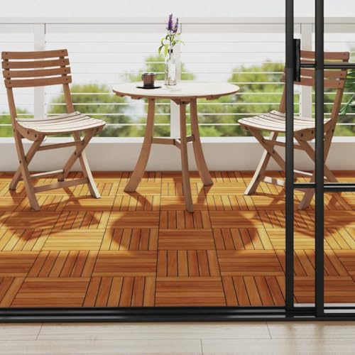 INLIFE Carreaux de terrasse 30x30 cm 10 pcs Acacia Motif Vertical