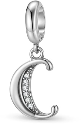 ZUOHUI Breloques alphabet en argent sterling 925 for bracelet Pandora (26 lettres), idéales for la création de bijoux DIY. Cadeau parfait for femme, épouse ou fille.(C)