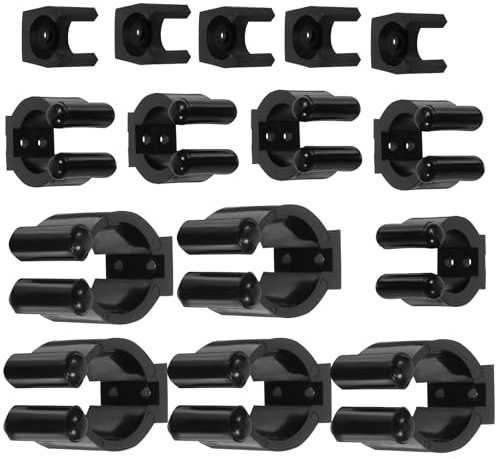 MAGICLULU Support de Queue de Billard Mural Noir en PP 15 Pièces Mécanisme de Verrouillage Sécurisé et Rangement Facile pour Queues de Billard et Canne à Pêche