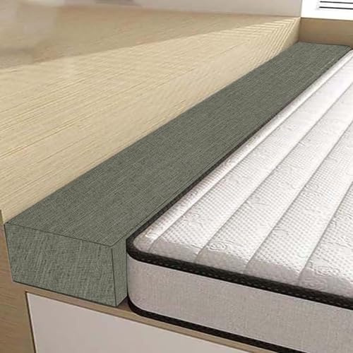Madrassfyllning, Kuddar for att Fylla Mellanrum vid Sänggavel | Fyller Mellanrummet mellan Sänggavel och Madrass | Fårullsfodral | Passar for Dubbelsäng(Grå,90x5x30cm)