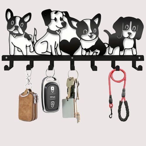 GOSLYLY Ganchos para llaves, Colgador Llaves Pared, para Colgar Llaveros, Paraguas, Gafas de Sol,para pasillo, cocina, dormitorio, sala de estar, baño, oficina (Perro)
