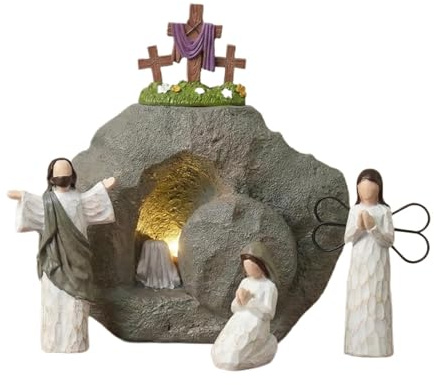 Genérico Decoraciones Cristianas Pascua, Escena Pascua Tumba Vacía Resina Novedosa, Decoraciones Religiosas Pascuas Tumba Vacía, Escena Religiosa Resurrección Pascuas, para Regalo Cristiano