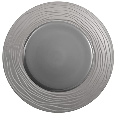 Médard de Noblat - Assiette de présentation - D31.5 cm - Escale Nature - Grès - Lot de 3 - Gris