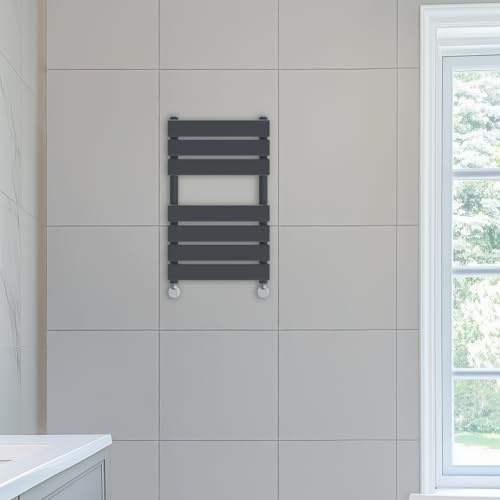 NRG 650 x 400mm Designer Flat Panel Heated Towel Rail Radiator Anthracite | Central Heating Rad, Steel, Radiator Towel Rack, Modern Radiator Wall Mounted, for Bathroom