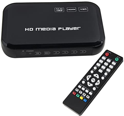 Pathson HD Lecteur Multimédia Media Player boîtier Multifonctions USB 2.0/ SD/MS/MMC- avec VGA,AV, HDMI sorties 1080P(1920×1080)