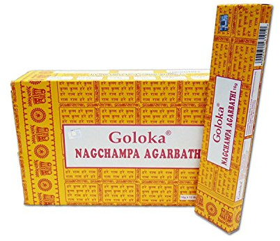 Räucherstäbchen Goloka Nag champa Agarbathi 16g gelbe Nagchampa 1er, 3er, 6er, 12er (4er)