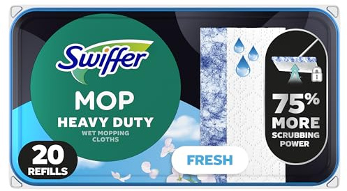 Swiffer Heavy Duty Mop Wet Multi-Surface Cloth Refills for Floor Mopping and Cleaning, Outdoor Window Fresh Scent, 20 count