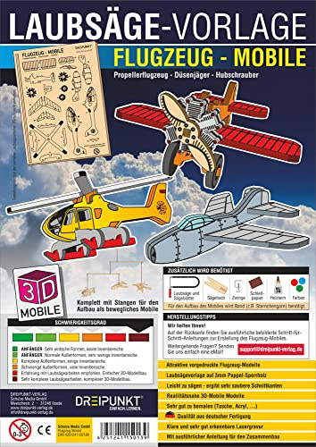 Laubsägevorlage Flugzeug (Mobile): Laubsägevorlage für ein Mobile mit 3 Flugzeugen