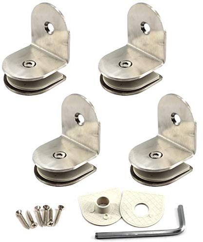 Glasklemme, 8 - 12 mm, Edelstahl, Glas-Regalklemmen, Wandmontage, Glasregal, Regalhalterung, Regalhalterung, 4 Stück