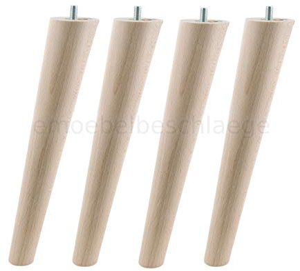 Unbekannt 4X Sofafüße Holzfüße Möbelfüße Beine aus Buche, mit Zubehör L. 10-45 cm Schräg (Schräg Länge 25cm)