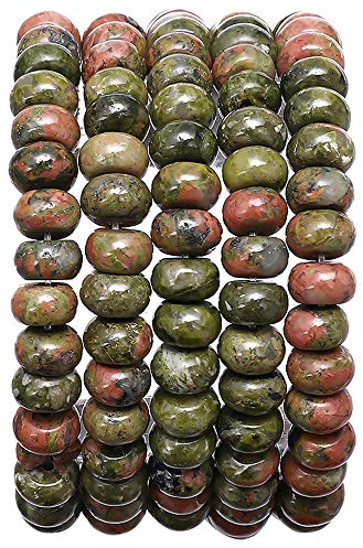 BEADIA Natural Unakite Stone Rondelle 5x8mm Loose Semi Gemstone Beads for Jewelry Making 38cm