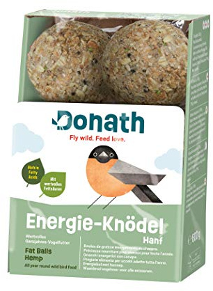 Donath Energie-Knödel Hanf ohne Netz - Meisenknödel ohne Netz -100g je Knödel - mit Einer Extraportion Hanfsamen - Ganzjahres Wildvogelfutter - aus unserer Manufaktur in Süddeutschland - 6er Karton