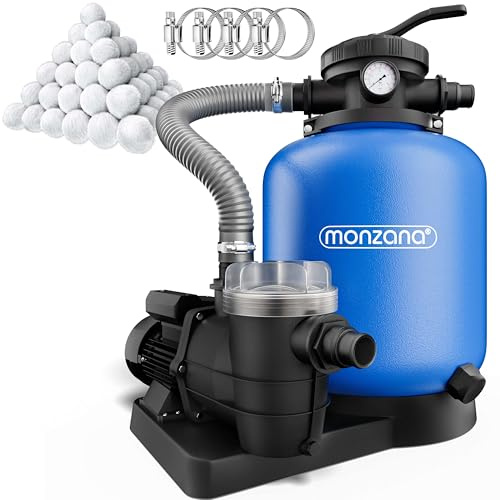 MONZANA® Pompe filtre à sable 13.200 l/h 600W 1200g boules filtration raccord 2en1 32-38mm système de filtre à sable vanne 7 voies pompe piscine
