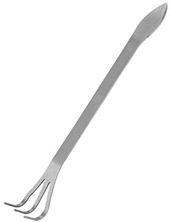 Hand Cultivator Handheld Stainless Steel Rake, 3 Prongs Traditional Long Handled Manual Tiller Prong Cultivator for Gardening and Bonsai Loosen Soil, 24 CM