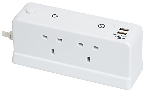 Extension Lead with USB Ports, SLx 4x UK Socket Extension Lead Surge Protected Plug 1.8m Cable with 2x USB Ports for Phone & Tablet Charging with On/Off Switch Home Office Accessories